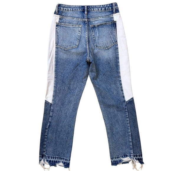 Vervet Beverly Super High Rise Crop Side Blocking Panel Distressed Jeans 27 - Picture 5 of 13